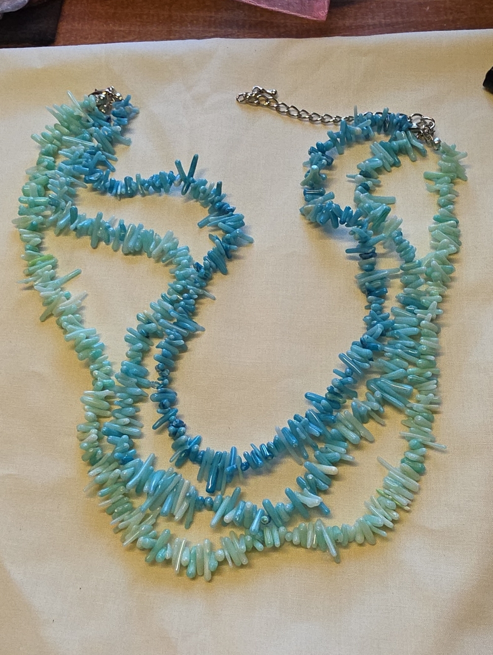 Handcrafted Blue-Green Chip Bead Necklace